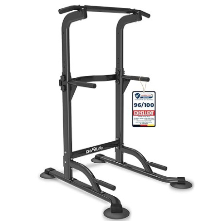 DH FitLife Power Tower Dip Station| Barre de traction autonome | Barre de dips pour le dos | Station de musculation Power Tower