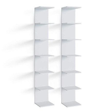 Vicco Étagère Paolo, Blanc, 30x190cm Lot de 2, pouvant être monté pour Le Rangement de Livres et d’Objets de décoration