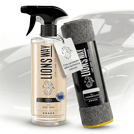 LionsWay Cire de Carnauba 100% Pure pour Voiture & Moto – Traitement Céramique Hydrophobe – Sans Silicone – Cire Liquide Haute B