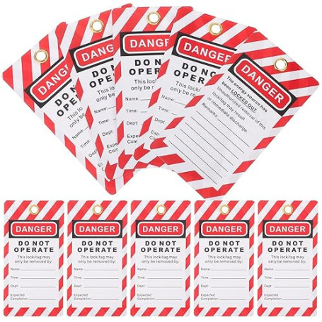 BESTYASH 10 Étiquettes de Consignation Suspendues en PVC Étiquettes de Sécurité Industrielles Universelles Format M 10 Pièces po