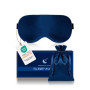 Masque de Nuit Occultant en Soie 100% Pure, Masque de Sommeil Antiallergique, avec Bandeau Réglable, Unisexe (Bleu)