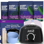 ANRUZ Chauffe Cire Epilation, Kit Epilation Cire Inclure 400g Perles de Cire et 20 Spatules, Silicone Bol， Chauffe Cire Kit pour