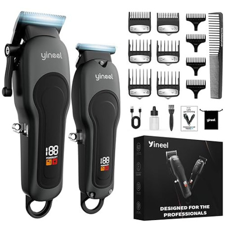 Yineel Tondeuse Cheveux Hommes Professionnelle, Kit Tondeuse Barbe et Cheveux sans Fil, Tondeuse Électrique avec Lame Céramique