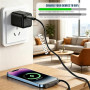 XAVURO Câble Chargeur USB-A vers Type-C 65W avec Support Invisible, Cordon de Charge Rapide Plat et Tressé 1.5M, Accessoire Télé