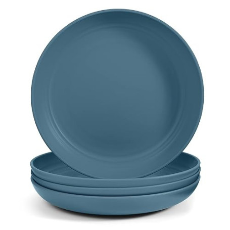 Odoland Set de 4 Pièces Couverts de Camping de 23 cm, Vaisselle Plastique Reutilisable Sans BPA, Set Pique Nique Adapté pour le