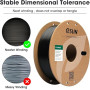 eSUN PLA Filament 1.75mm, 10KG Précision Dimensionnelle +/- 0.05mm, 1KG par Bobine, 10 Bobines pour 3D Imprimante,Noir+Blanc Fro