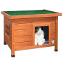 VOUNOT® Maison de Chat en Bois avec Toit Bitumé et Fenêtre Plexiglas Maison de Toilette pour Chat Meuble de Bac avec Porte Niche