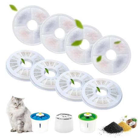 Filtre Fontaine Eau Chat Filtre Fontaine Chat Lot de 8 Filtre Fontaine à Eau pour Chat Compatible avec Distributeur d'eau pour a