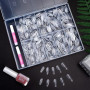 Becellen 500 Pièces Faux Ongles Amande, Transparent Couverture Complète Capsules Americaine Ongles avec Colle pour Femme Filles