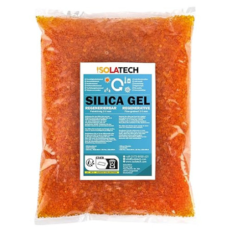 ISOLATECH Silica Gel régénérable, déshydratant, orange, sac de 1,8 kg Gel de silice déshumidificateur Silicagel, Convient égalem