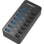 SABRENT Hub USB Alimenté, 5 Gbps Docking Station avec 7 Ports 5V/3A 36W Adaptateur Alimentation, Port USB Multiple pour PC des c