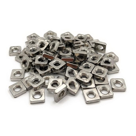PRORAJE Ecrou bas carré M3 Inox | Forme basse/profil plat en Acier Inoxydable A2-070 (V2A/304) norme DIN 562: LOT DE 5 Pcs