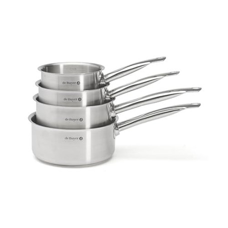 De Buyer - Lot de 4 casseroles PRIM'APPETY - 14/16/18/20 cm -, Inox 18/10 de Qualité Professionnelle, Fond Magnétique Épais pour