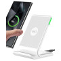 INIU Chargeur Induction Stand, [Blanc, 15W] Wireless Charge sans Fil Rapide pour iPhone 16 15 14 13 12 11 Pro Max Samsung Galaxy