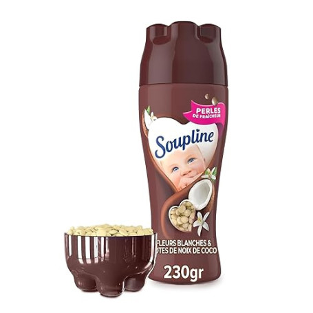 SOUPLINE Perles de Fraîcheur Longue Durée, Complément Idéal à Votre Lessive et à Votre Adoucissant Linge, Parfum Linge en Perles