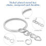 AiQInu 100 Pièces 25mm Anneaux Porte Clé avec Chaîne, Porte Clé avec Split Porte Clef, Porte Clef pour Bricolage, Loisirs - Arge