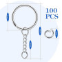 AiQInu 100 Pièces 25mm Anneaux Porte Clé avec Chaîne, Porte Clé avec Split Porte Clef, Porte Clef pour Bricolage, Loisirs - Arge