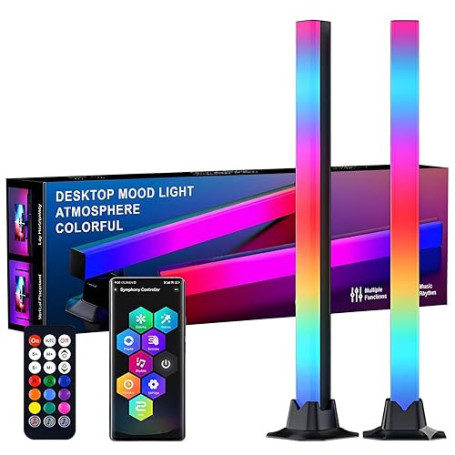 AURORIONCG 2 Barres Lumineuses LED RGBIC 42 cm avec Éclairage 270°, Lampe Gaming, Rétroéclairage TV et PC, Synchronisation Music