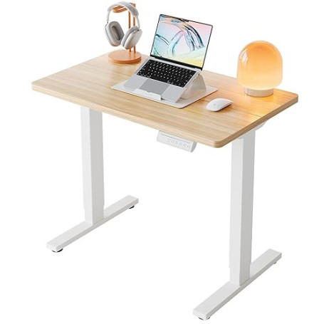 HUANUO 80 x 48cm Bureau Assis Debout Électrique, Réglable en Hauteur, 4 Positions Mémorisées, pour Travail à Domicile et Ordinat