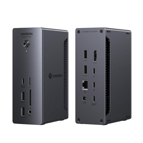 UGREEN Revodok Max 213 Dock Thunderbolt 4 40Gbps Station Accueil 13 en 1 Dual 4K 60Hz Unique 8K 30Hz Écran Extension 90W Charge