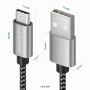 deleyCON 1,5m Nylon USB-C Câble Charge Liaison Données USB Type C Connecteur Métallique Recharge & Synchronisation Mobile & Smar
