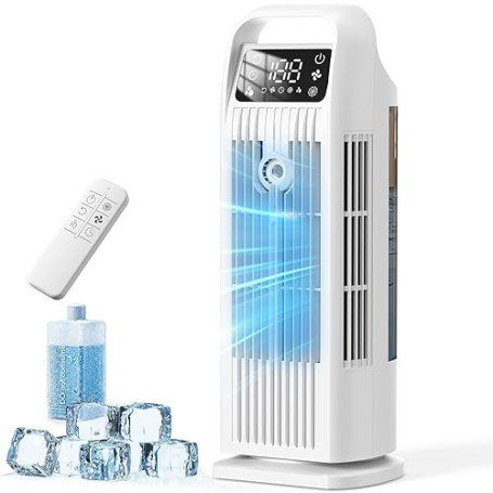 Climatiseur Mobile 6 en 1, Climatiseur Portable Silencieux avec Refroidisseur d'air 1200ml, 120°Oscillation, 1-12H Minuteries, 4
