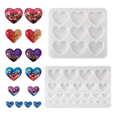 PH PandaHall Lot de 2 moules en silicone pour pendentifs en forme de cœur en résine UV pour résine époxy, loisirs créatifs, fabr