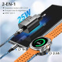 Chargeur 2 en 1 pour Samsung Watch, Chargeur rapide USB-C 25 W compatible avec Galaxy Watch 8 7/Ultra/6/6 Classic/5 Pro/5/4 /4 c
