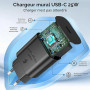 Chargeur 2 en 1 pour Samsung Watch, Chargeur rapide USB-C 25 W compatible avec Galaxy Watch 8 7/Ultra/6/6 Classic/5 Pro/5/4 /4 c