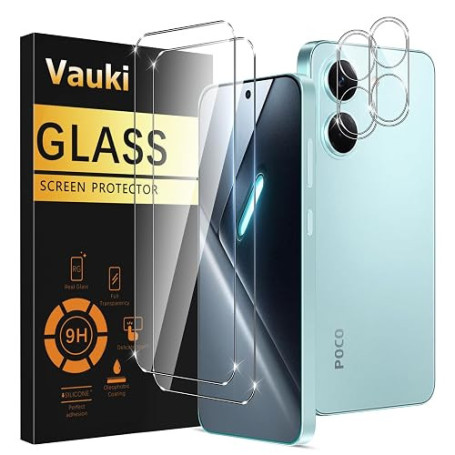 Vauki Verre Trempé pour Xiaomi Poco X8 PRO 5G Protection D'écran Film avec Caméra Arrière Protecteur,Dureté 9H Vitre écran,Anti