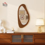 HOMCOM Miroir Mural asymétrique 91,5 x 45 cm, Miroir Suspendu Moderne, Cadre en Bois, pour Chambre, Salon, Dressing, entrée, Eff