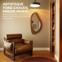 HOMCOM Miroir Mural asymétrique 91,5 x 45 cm, Miroir Suspendu Moderne, Cadre en Bois, pour Chambre, Salon, Dressing, entrée, Eff