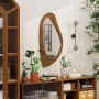 HOMCOM Miroir Mural asymétrique 91,5 x 45 cm, Miroir Suspendu Moderne, Cadre en Bois, pour Chambre, Salon, Dressing, entrée, Eff