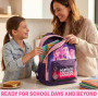Get Trend Kpop Demon Hunters Huntrix Sac a Dos Enfant Fille, Fermeture Eclair et Rembourré Cartable Enfant avec Porte Clef, Cade