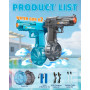 Pistolet à Eau Électrique 2 Pièces, Pistolet à Eau Rechargeable avec Flamme LED Lumineuse, Portée 8 à 10 M, Jouet d'eau Extérieu