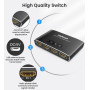 Multiprise HDMI Aluminium 3 Entrées vers 1 Sortie avec Télécommande - Splitter 4K 3D 1080P HDR Compatible PS5 PS4 Xbox Blu Ray L