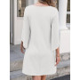 Cicy Bell Robe de cocktail élégante à col rond pour femme - En maille - Manches 3/4 - Couleur unie - Robe décontractée - Robe d'