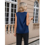 Zeagoo Debardeur Femme Satin Col V Plisse sans Manches Ete Casual Blouse Chemisier Basic S-XXL