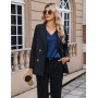 Zeagoo Debardeur Femme Satin Col V Plisse sans Manches Ete Casual Blouse Chemisier Basic S-XXL