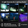 Lampe Torche LED/Torche UV 2 en 1,Laitver Lampe de Poche Rechargeable Ultra Puissante avec 395nm Ultraviolette Noire-6 Modes, Zo