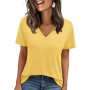 Cuptacc T Shirt Femme Top Femme Ete Tshirt Col V Manches Courtes Haut Habillé Basic Débardeur | Haut Habillé, Manches Courtes, B