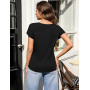 Aottori T Shirt Femme Manches Courtes Col en V Tee Shirt Chic et Élégant Chemisier Été Léger Ample Haut Extensible Motif Ajouré