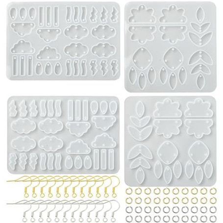 Stiesy Kit de 2 moules en silicone pour résine - Forme de nuage et de feuille - Moules en résine pour boucles d'oreilles, penden