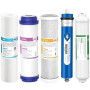 Membrane Solutions Filtres à osmose inverse universels à 5 étages, Avec membrane RO 75 GPD, kit de 5 filtres de remplacement pou