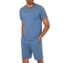 Uniexcosm Pyjama Homme Coton Manches Courtes Pyjama Homme Col V avec Boutons Pyjama D'Été Doux Ensemble De Deux Pièces pour Homm