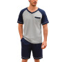 Irdcomps Pyjama Homme Coton Ete Ensembles de Pyjama Été Court Doux Short à Manches Courtes col V Vêtements de Nuit Vêtements de 