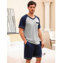 Irdcomps Pyjama Homme Coton Ete Ensembles de Pyjama Été Court Doux Short à Manches Courtes col V Vêtements de Nuit Vêtements de 