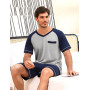 Irdcomps Pyjama Homme Coton Ete Ensembles de Pyjama Été Court Doux Short à Manches Courtes col V Vêtements de Nuit Vêtements de 