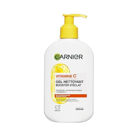GARNIER Skin Active - Gel Nettoyant Booster D'Éclat - pH Neutre - Démaquille En Douceur, Hydrate & Illumine - Enrichi En Vitamin