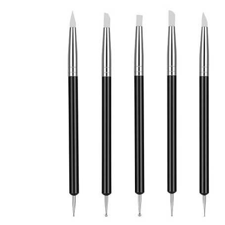 DOPENSPI Lot de 5 outils de sculpture en argile polymère - Pointe en caoutchouc souple - Pour bricolage, artisanat, modélisation
